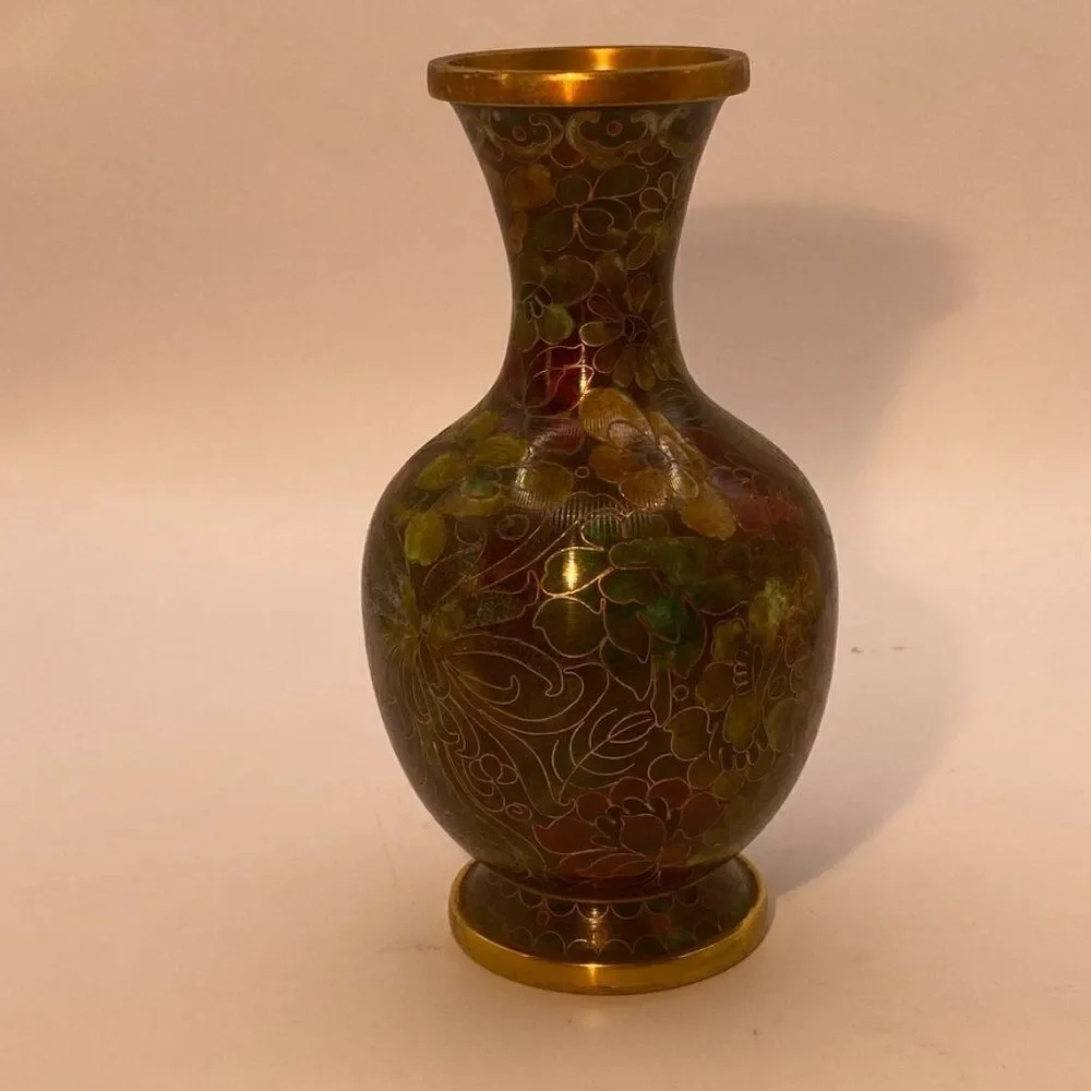 Antique Chinese Floral Cloisonne Enamel Vase